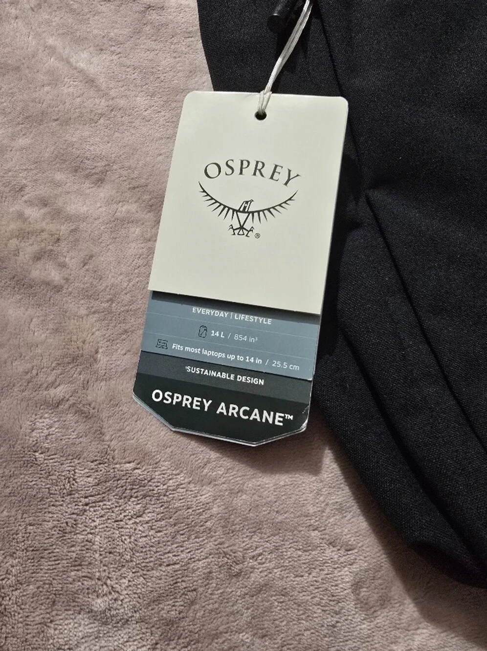 Osprey Flap Pack Arcane 14L  Black Embroidered Mars United Backpack Laptop Bag